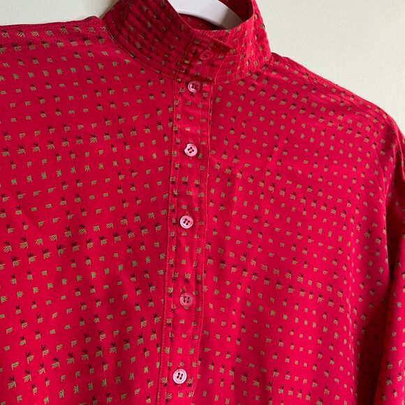 Charlotte Ford Boutique 100% Silk Fuchsia Collarless Button Front Dress Size 6 - Picture 3 of 15